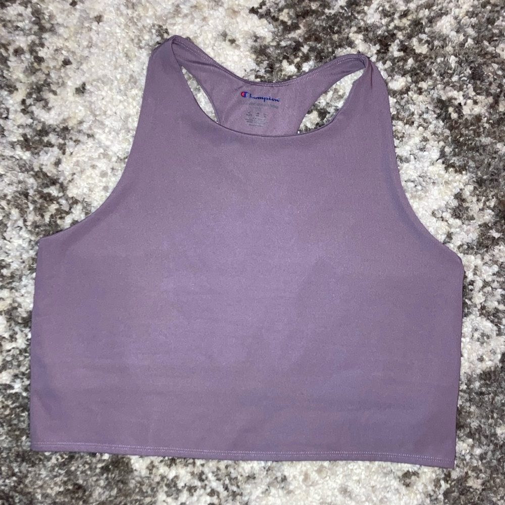 Champion Womens Purple Mauve Pink Racerback Athletic Cropped Unpadded Tank 2XL